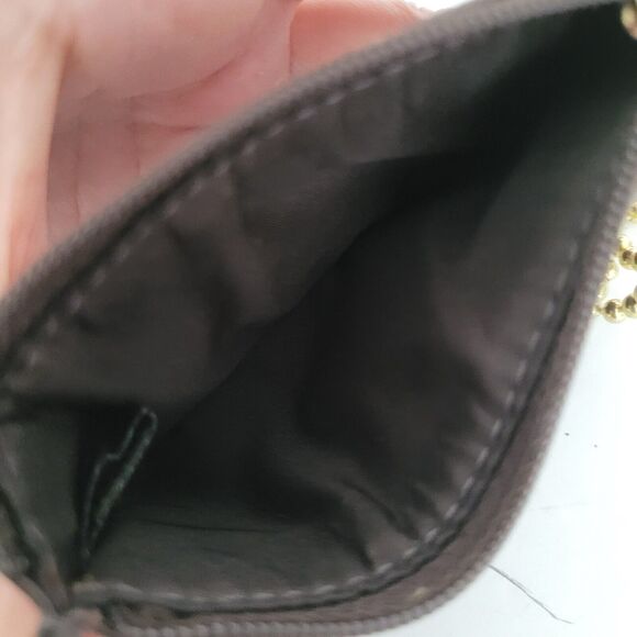 Coach Small Card Wristlet Brown Croc Embossed Wallet Zip Around Coin Pouch Brown - Picture 3 of 5